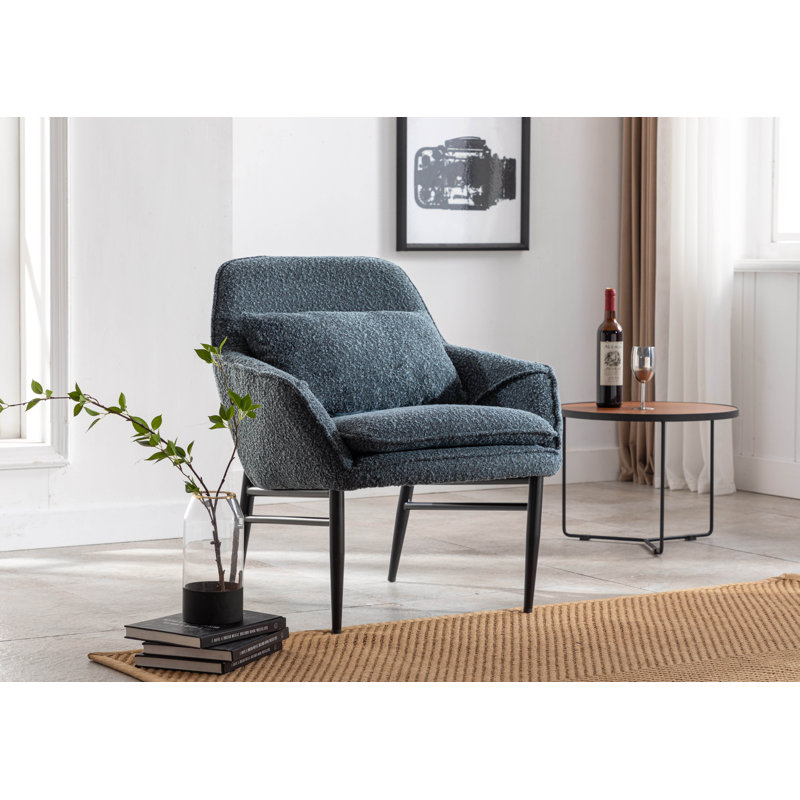 Corrigan Studio Jozeph Fabric Upholstered Accent Chair with Pillow Steel Legs Reviews Wayfair